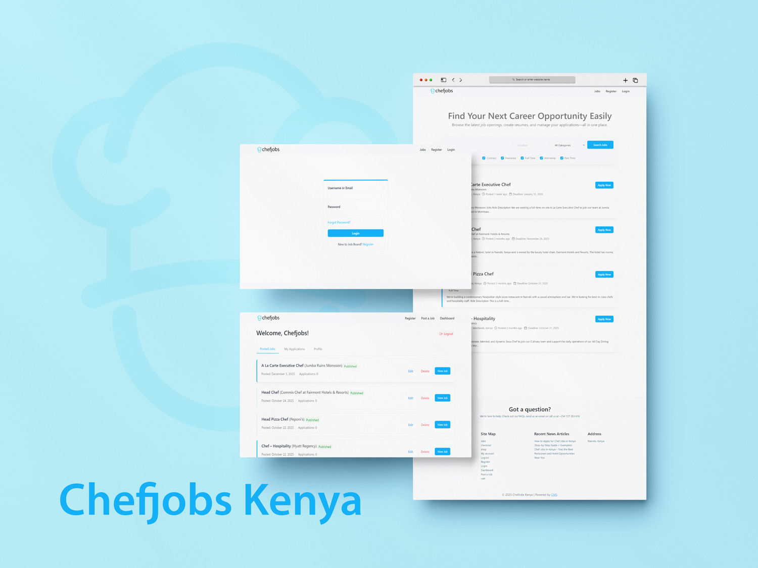 Chef Jobs Kenya Website and Branding